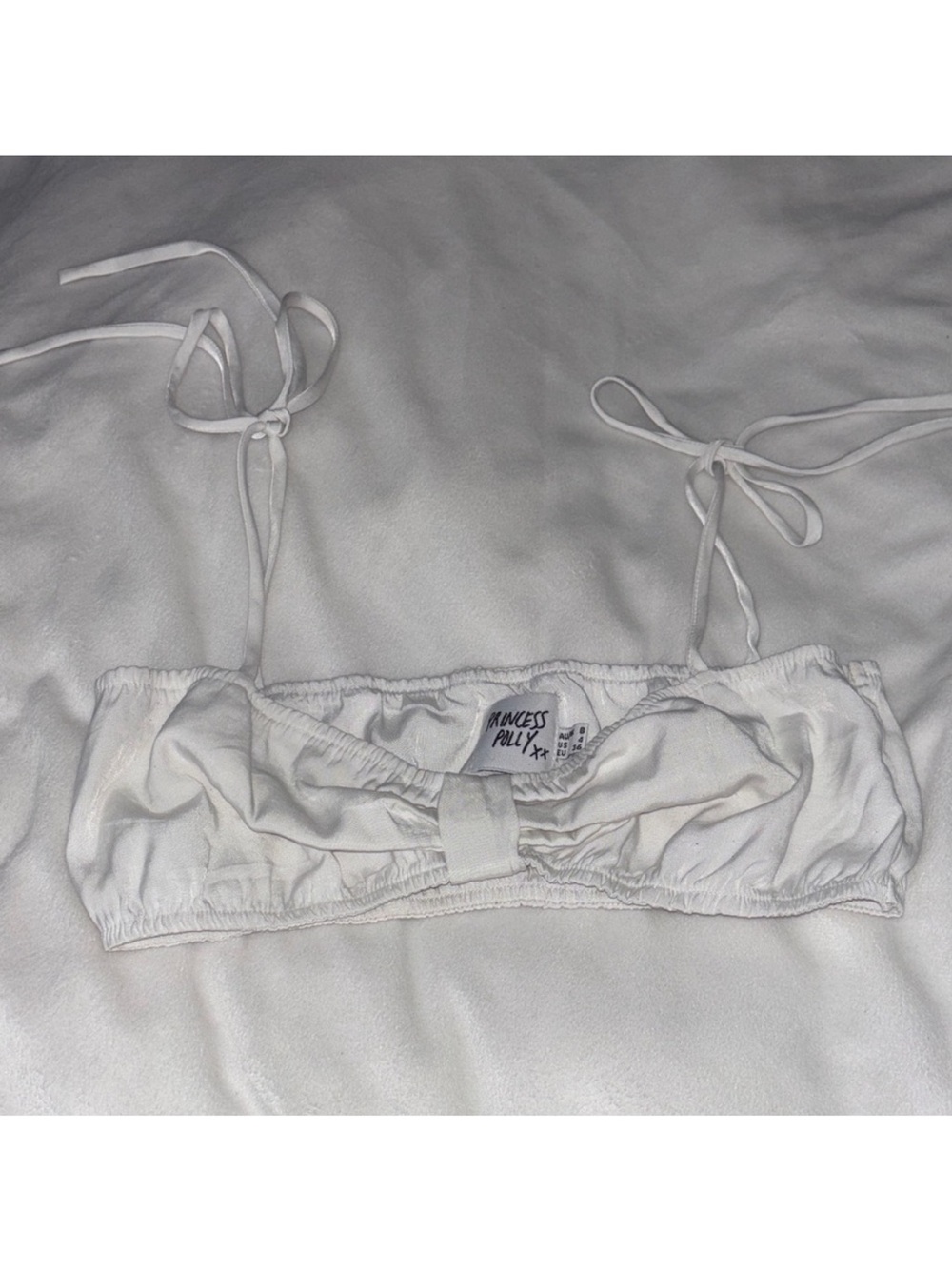 Princess Polly White Tie-Shoulder Bandeau Bikini Top - Picture 2 of 4
